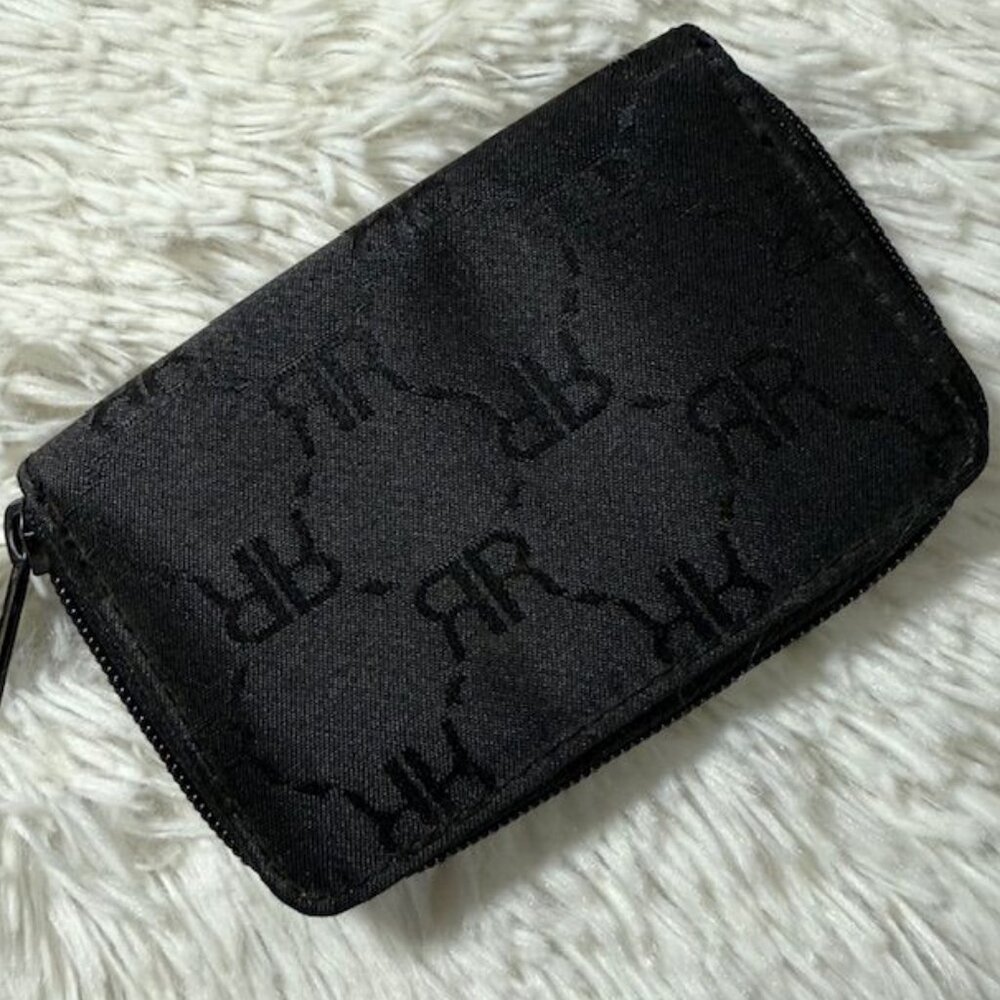 Black RR Logo Zip Around Canvas Wallet
